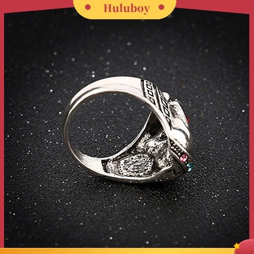 {Ready Stock} Unisex Fashion Gaya Punk Tengkorak Bintang Berlian Imitasi Bertatahkan Hadiah Kekasih Cincin Perhiasan