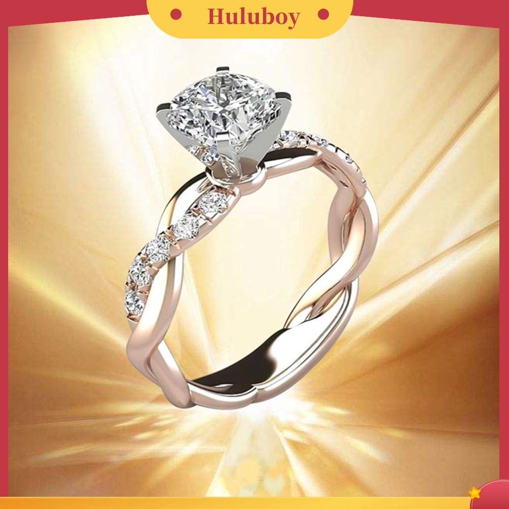 {Ready Stock} Wanita Cubic Zirconia Bertatahkan Twist Finger Ring Hadiah Perhiasan Pertunangan Pernikahan