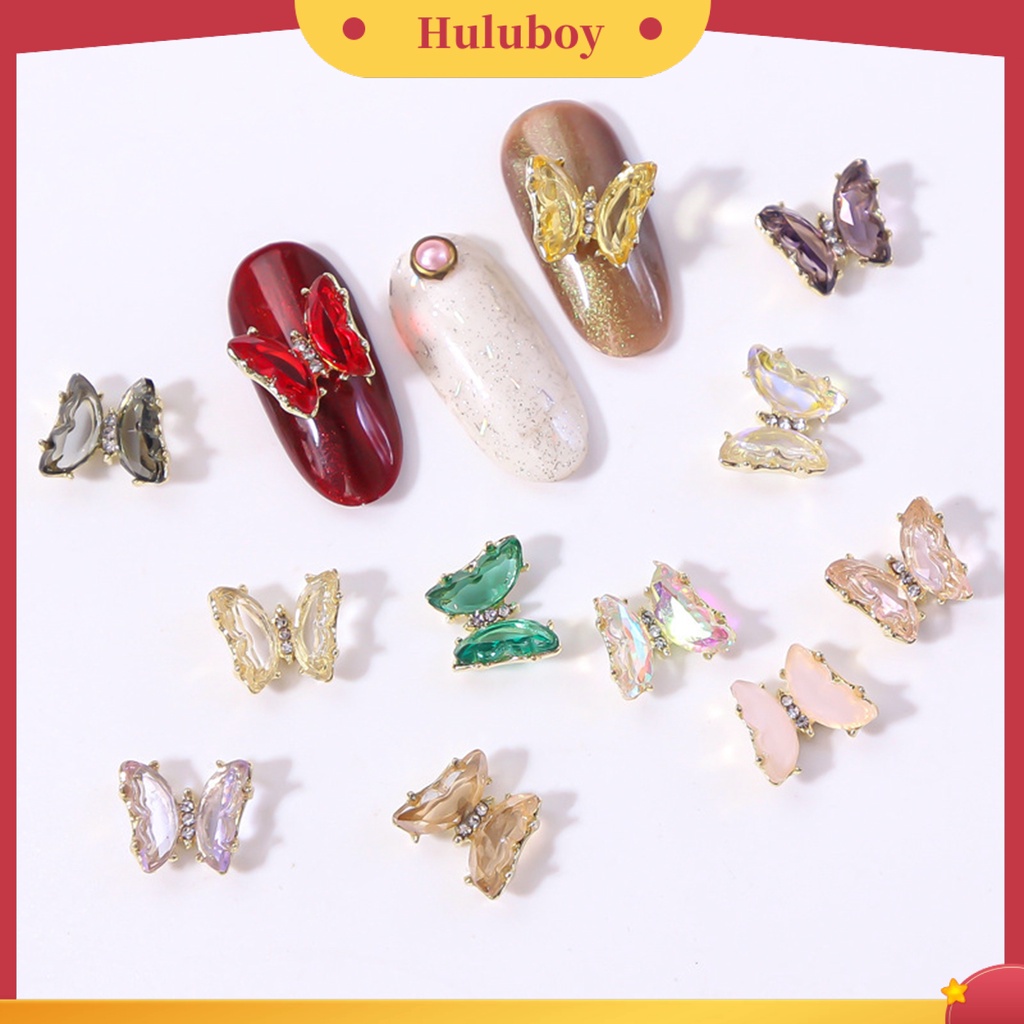 {In Stock} 10Pcs Dekorasi Kuku Bentuk Indah 3D Efek Visual Warna Vibrant Tampil Realistis Warna-Warni Kupu-Kupu DIY Nail Art Ornamen Pesta Nikmat Perlengkapan Kuku