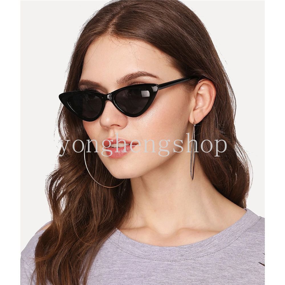 Fashion Vintage Segitiga Mata Kucing Kacamata Hitam Unisex Ins Gaya Canggih Kacamata Matahari Perjalanan UV400 Perlindungan Kacamata Goggles Streetwear Aksesoris