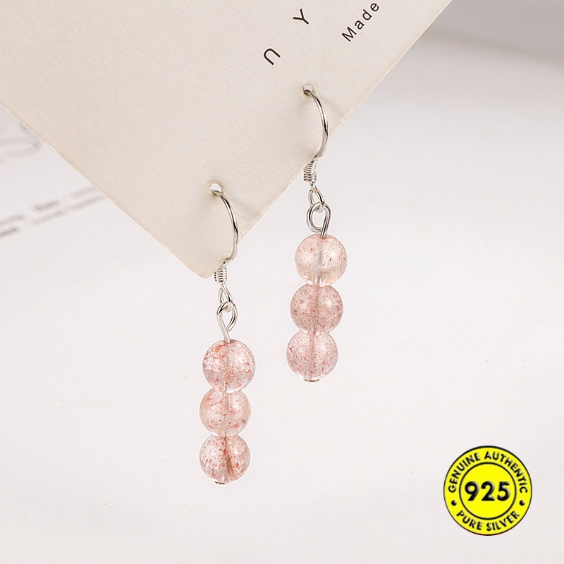 Menarik Anting Pria Pink Strawberry Quartz U1216