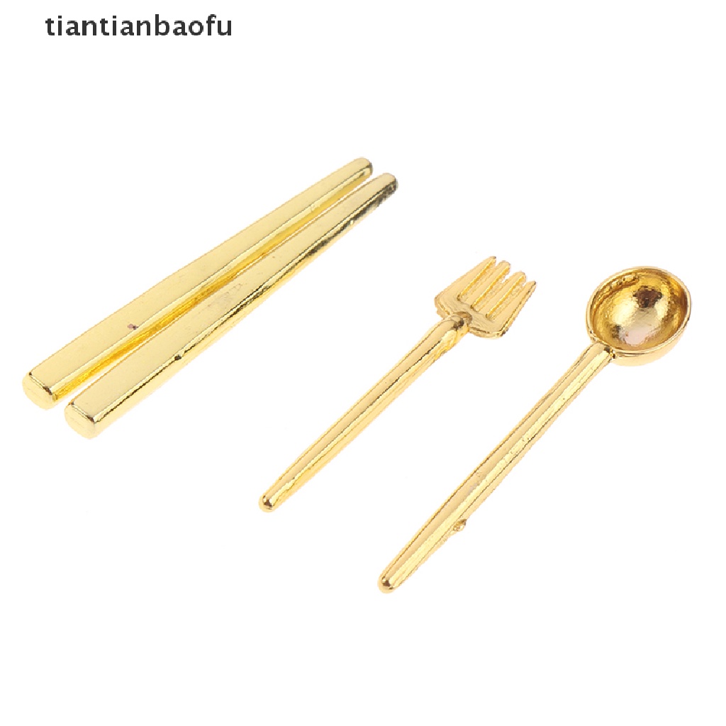 [tiantianbaofu] 1set 1: 12rumah Boneka Miniatur Cangkir Kopi Piring Garpu Sendok Mangkuk Peralatan Makan Model Dekorasi Dapur Mainan Butik