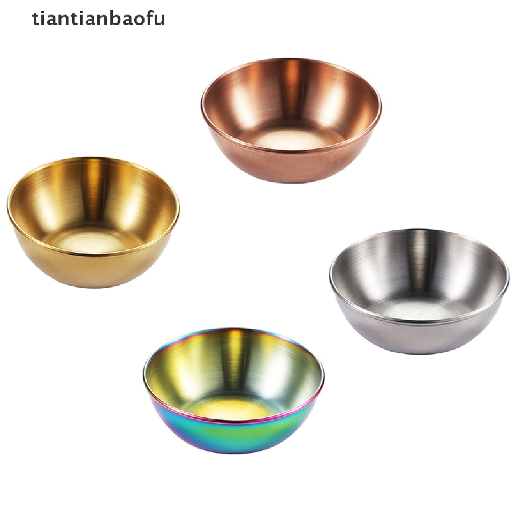 [tiantianbaofu] Piring Kecap Stainless Steel Bulat Piring Kecil Golden Sauce Seasoning Dish Butik