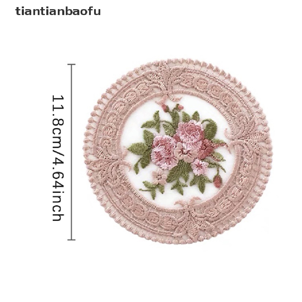 [tiantianbaofu] 11.8cm Vintage Lace Coaster Tatakan Bordir Craft Mangkok Cangkir Kopi Coaster Butik