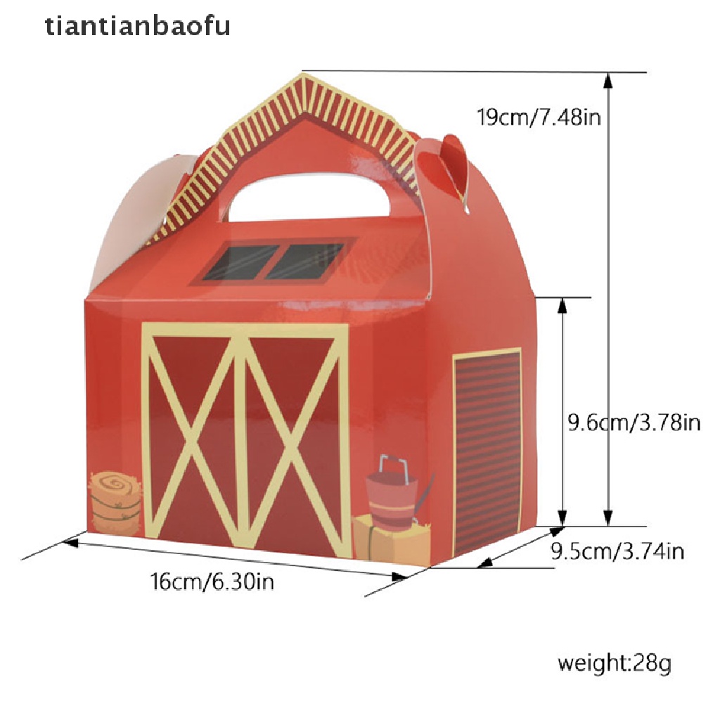 [tiantianbaofu] 5 Pcs Hewan Portabel Kotak Kertas Permen Kue Kotak Hadiah Tema Pertanian Perlengkapan Pesta Butik
