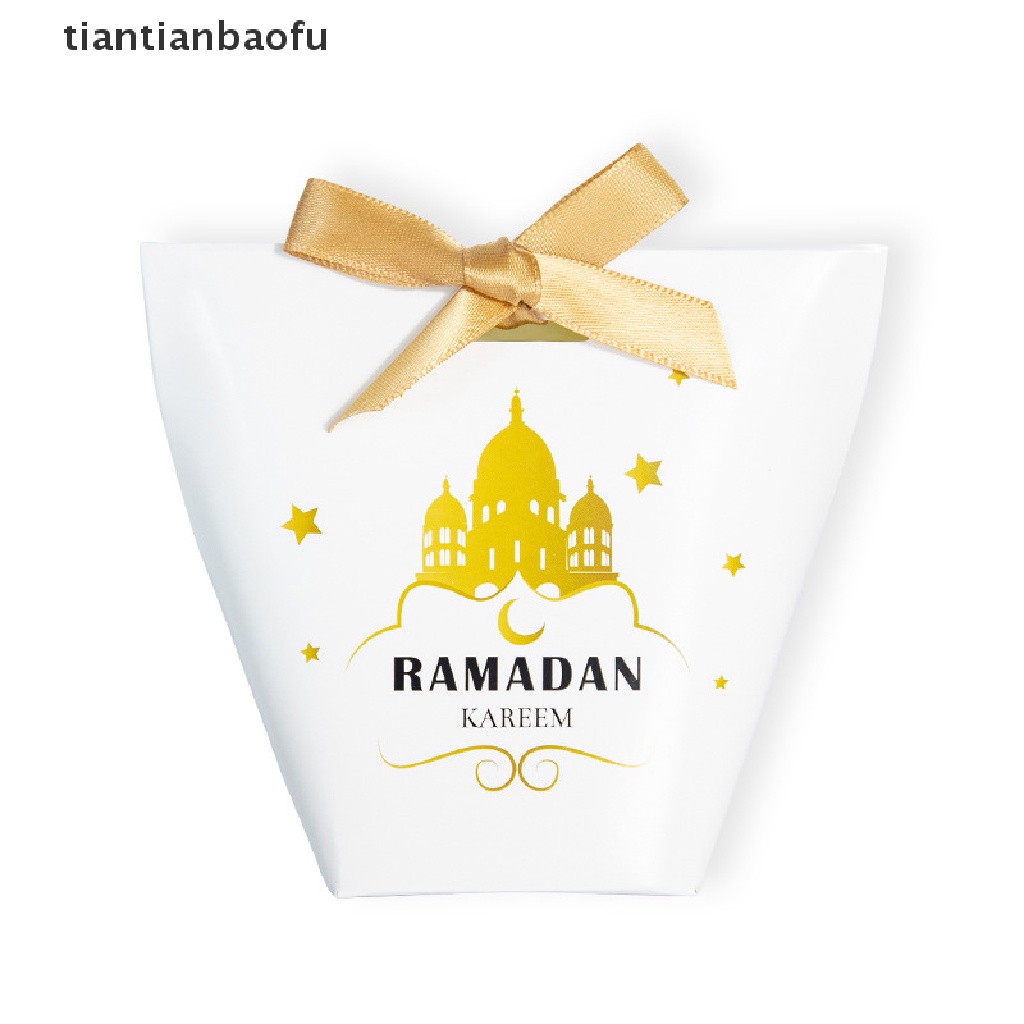 [tiantianbaofu] 5pcs Happy Eid Mubarak Candy Box Kotak Kemasan Kado Perlengkapan Pesta Muslim Butik