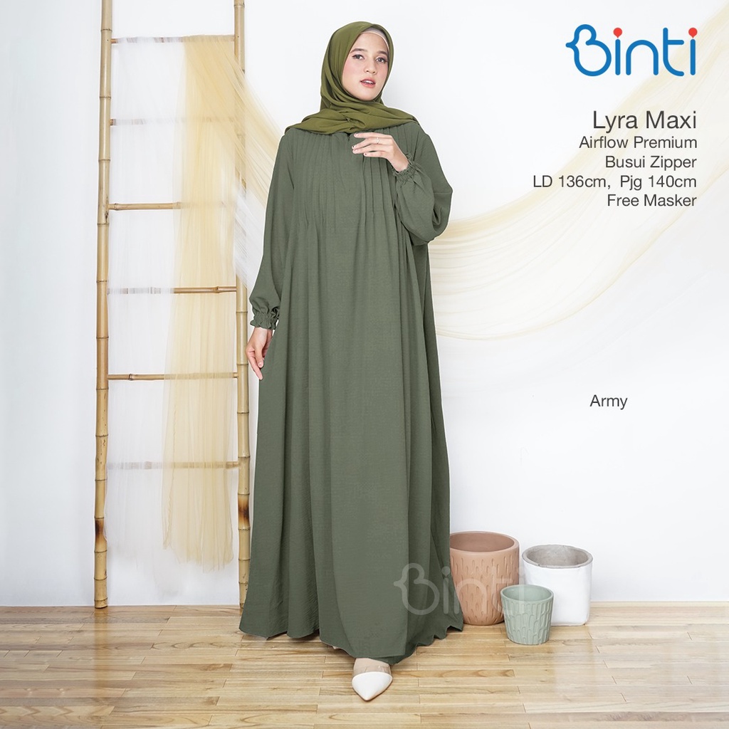 Tren Baju Muslim Gamis Jumbo Wanita Ld 136 Lyra Busui Zipper Mat Airflow Premium Ori Binti Terlaris 