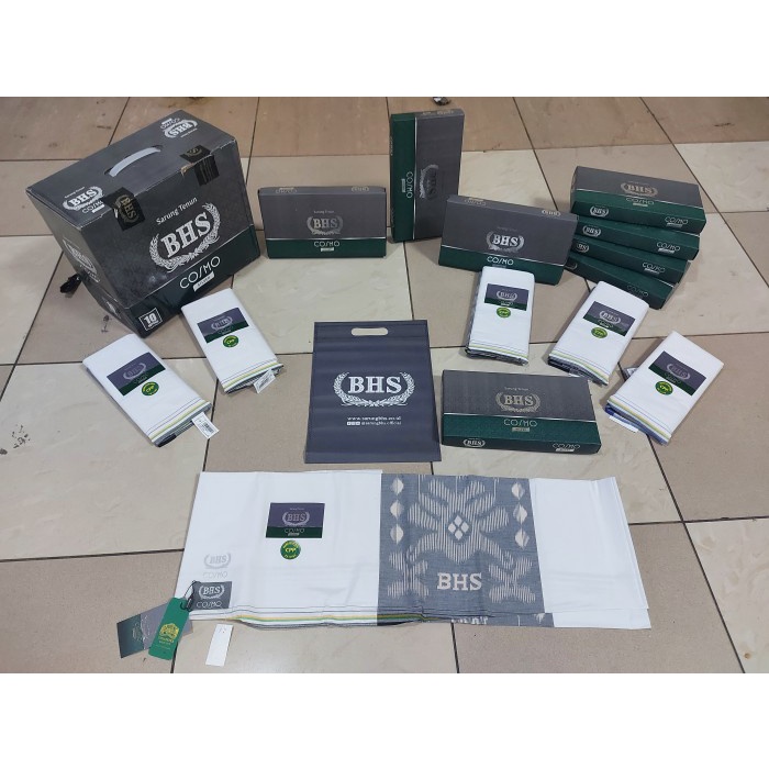 Sarung BHS Cosmo Silver Putih Polos (W5K3) Sajadah Lipat Medium Terlaris Sajadah Saku Premium Promo 