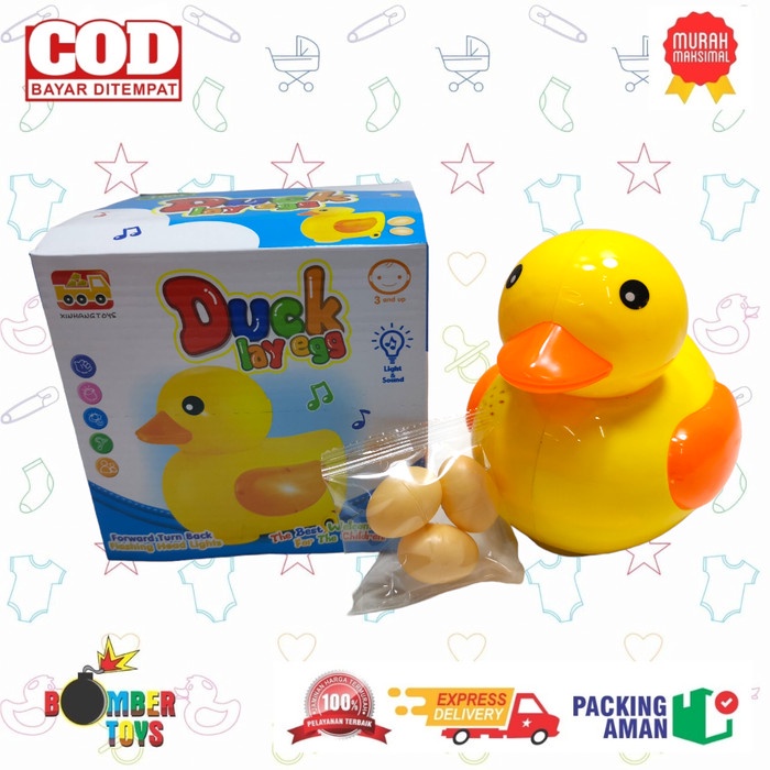 MAINAN ANAK BEBEK TELUR LUCU ANIMAL LAY EGGS DUCK BUMP N GO BESAR KADO