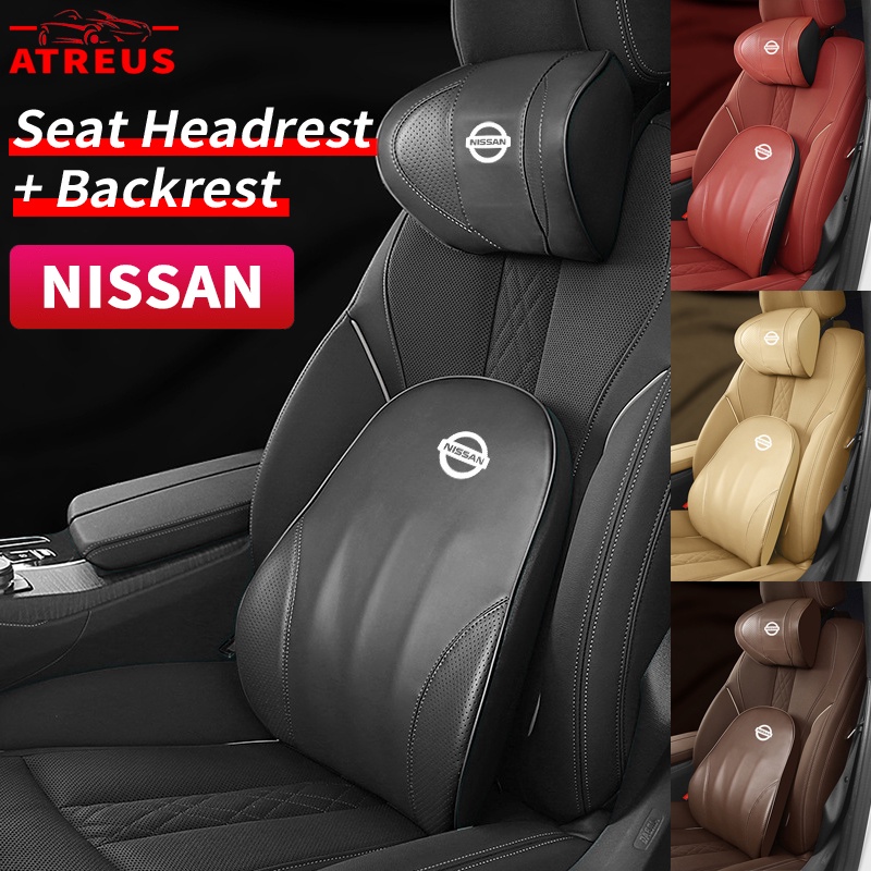 Nissan Car Leather Headrest Pillow Back Support Pillow Memory Foam Bantal Lumbar Bantal Leher Untuk Maret Juke Skyline Terrano Gtr Livina Serena Xtrail t31 t30