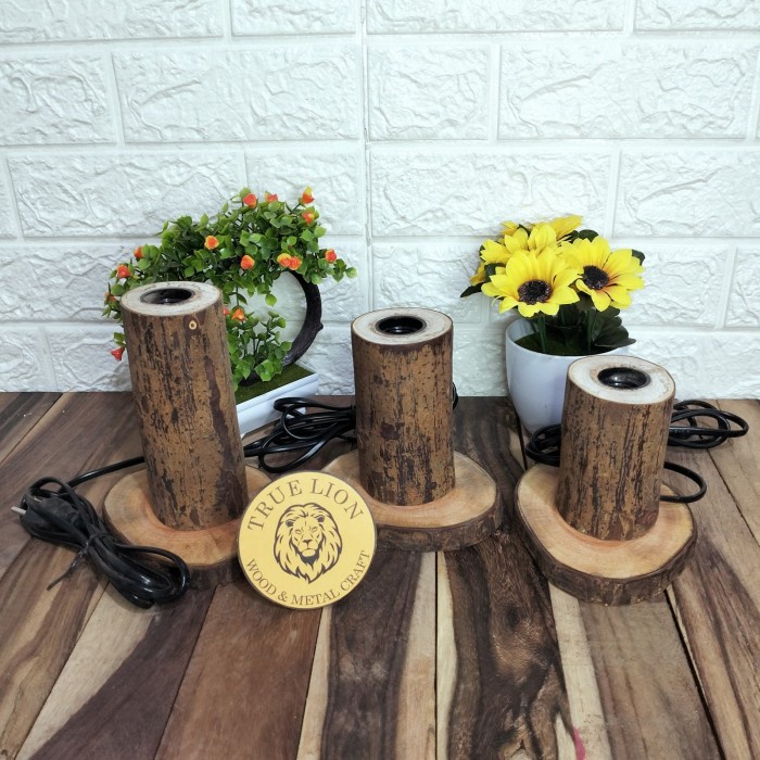 LAMPU MEJA KAYU NATURAL LAMPU TIDUR LAMPU DUDUK KAYU