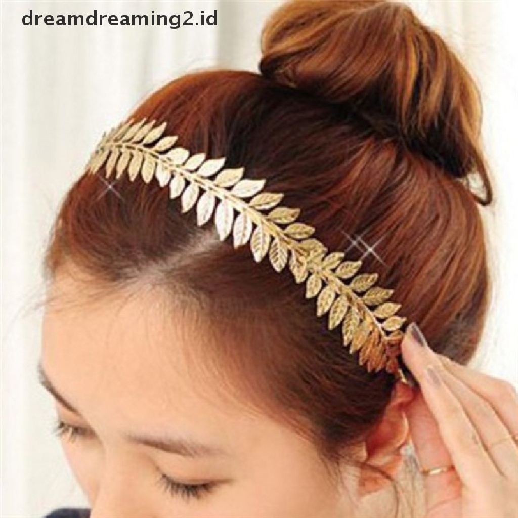 (hot) Aksesoris Rambut Wanita Laurel Daun Cabang Bando Mahkota Daun Hair Band//