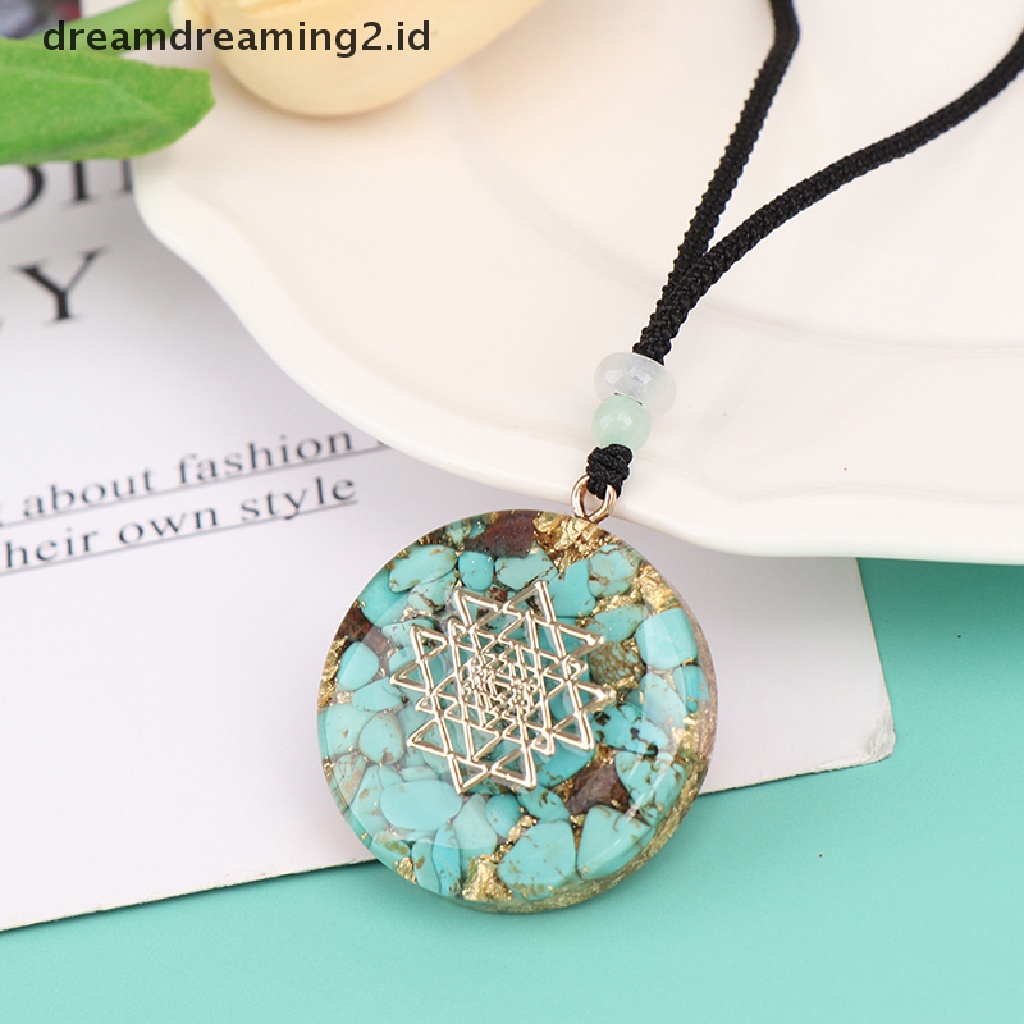 (hot) Orgonite Energy Pendant Sakral Sri Yantra Orgonite Chakra Kalung Kerajinan Tangan//