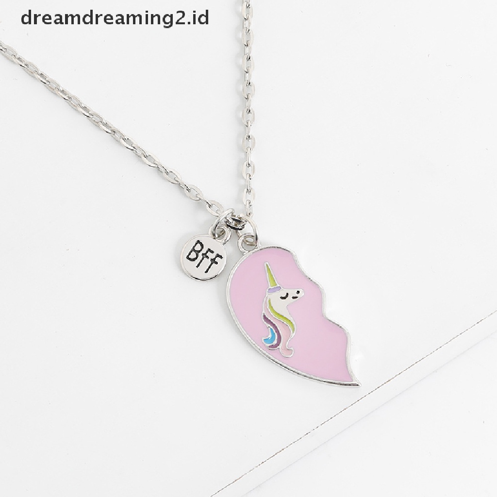 (hot) Kalung Best Friends Pecah 2pcs Kalung Persahabatan Jahitan Cinta Unicorn//