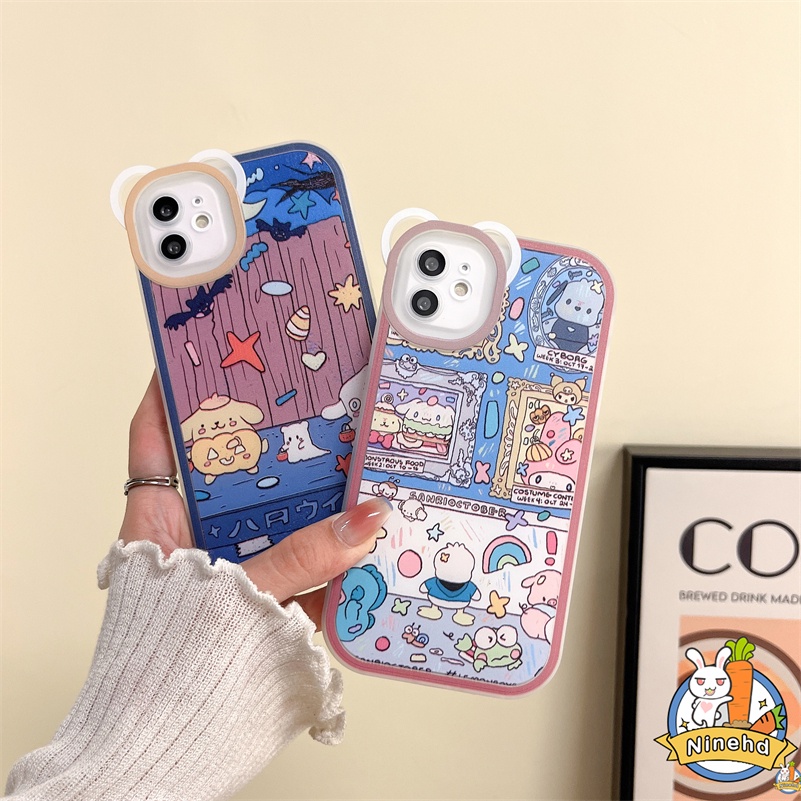 IPHONE Casing Kompatibel Untuk Iphone14 13 12 11 Pro Max X Xr Xs Max SE 8 7 6 6s Plus Motif Kartun Lucu Casing Ponsel Pelindung Kamera Shockproof Clear Bumper Soft TPU Cover Pelindung