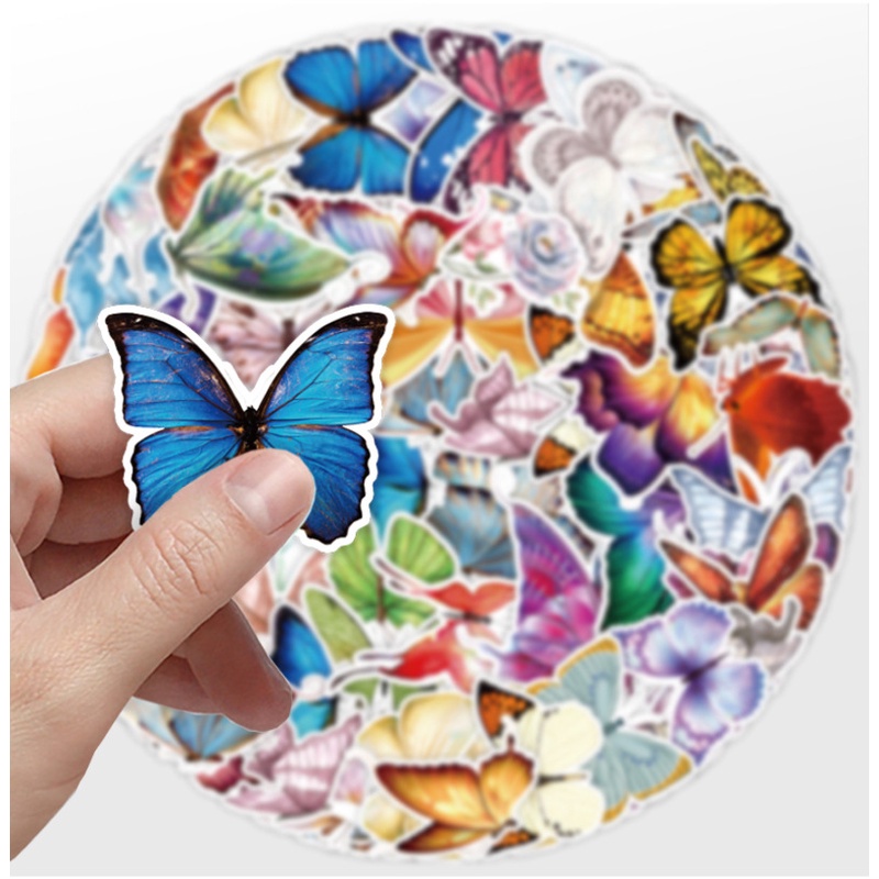 50pcs Stiker Graffiti Kartun Butterfly &amp; Sunflower Untuk Menghias Koper Laptop Scrapbooking DIY Stiker