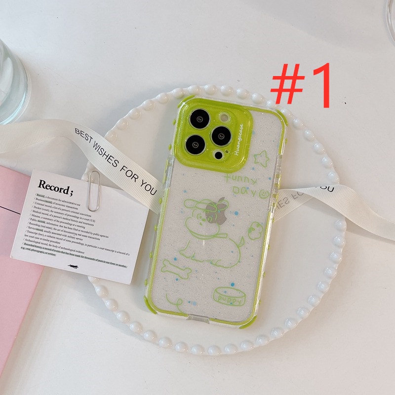 Bagus Ungu Full Dog Flash Powder Soft Case iP iPhone 12 13 14 Pro Max 11 FTD Bening Casing Apple