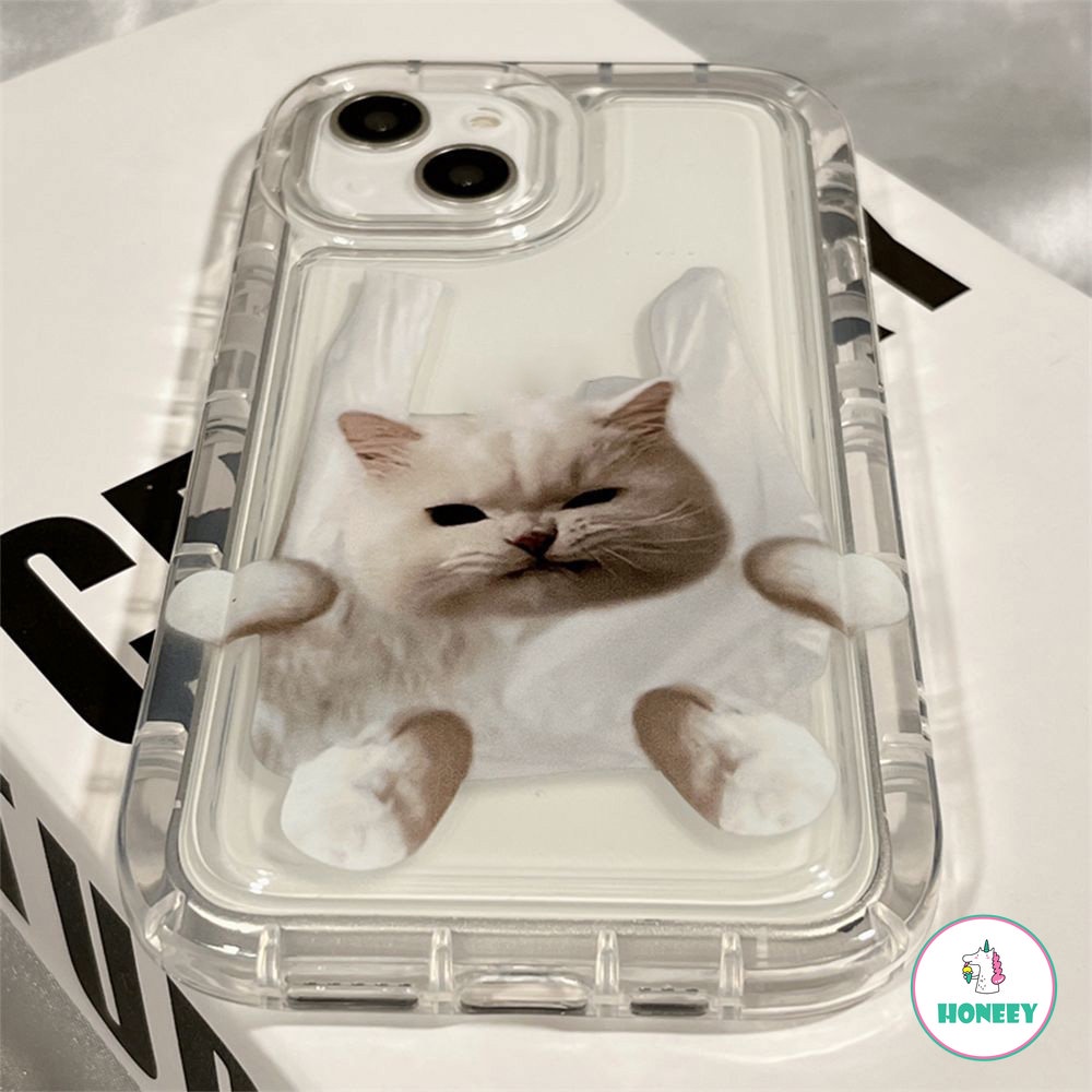 IPHONE Casing Ponsel Kartun Lucu Korea Untuk Iphone14 13 11 12 Pro Max TPU Lembut Transparan Pasangan Kucing Dan Anjing Penutup Belakang