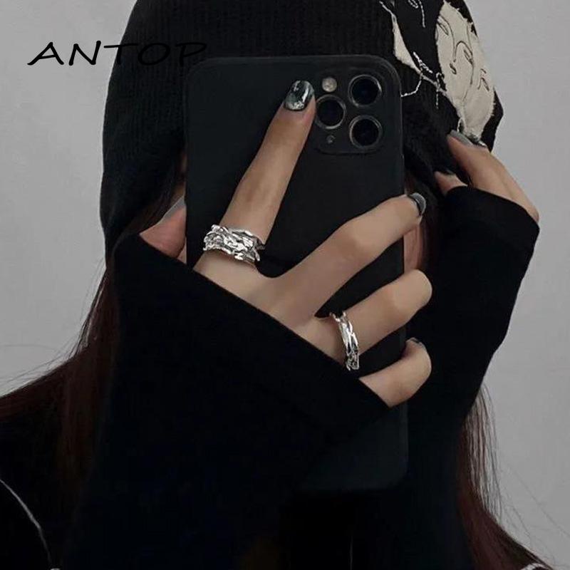 【antop】Cincin Pasangan Tidak Teratur Bukaan Canggih Desain Yang Dapat Disesuaikan Kepribadian Fashion Cincin
