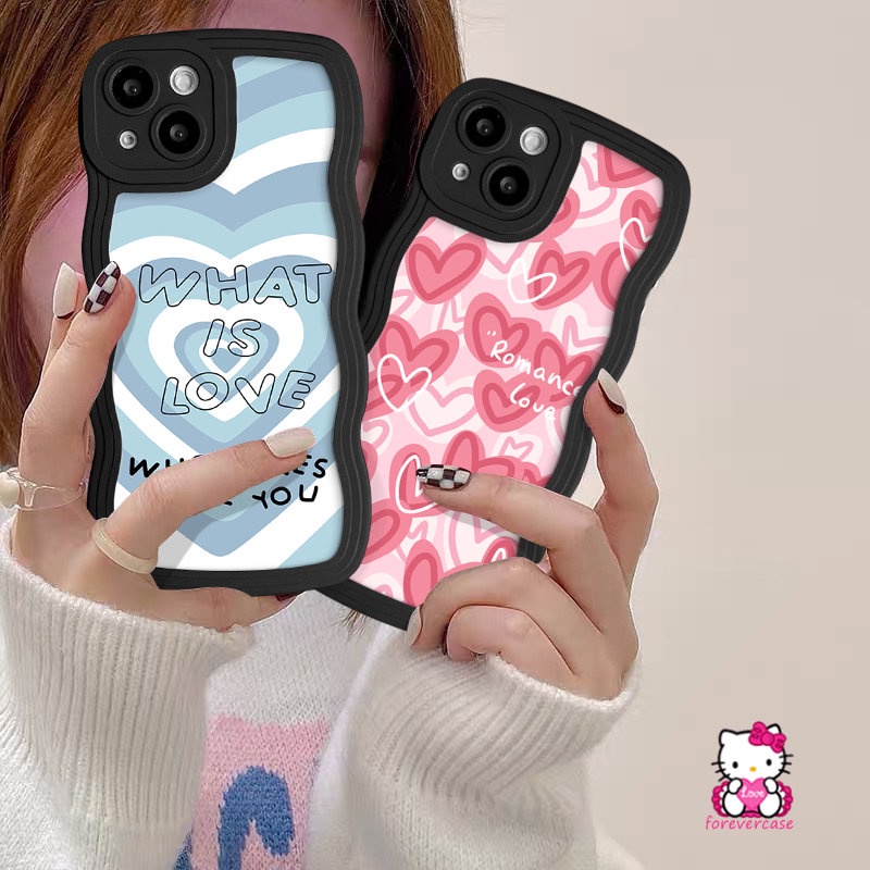Casing Infinix Hot 10 11 12 9 Play Note G96 12Pro 10Pro 12 Hot 10s 20s 8 12Pro 20 9 12i 10Lite 10 11s Smart 5 6 4 Plus Romantic Couple Love Heart Wavy Edge Cover