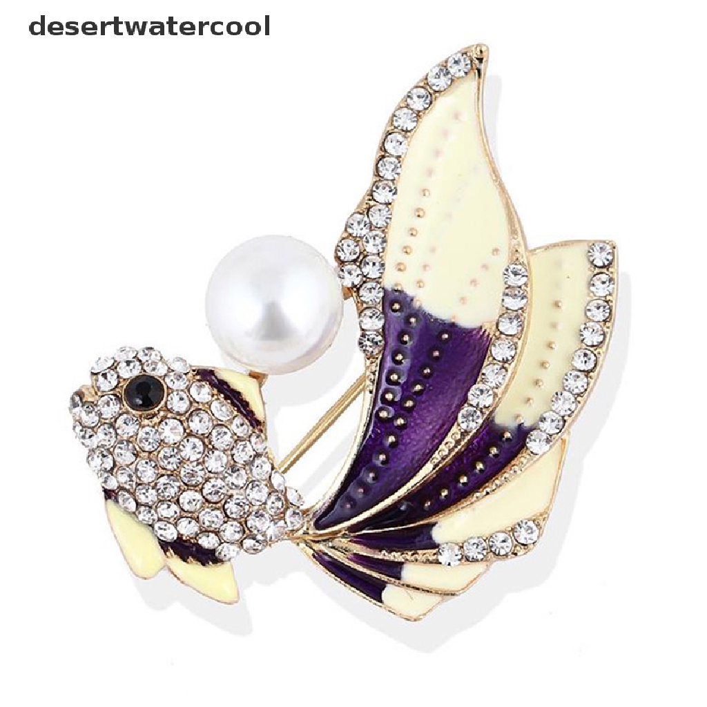 Deid 1Pc Kristal Berlian Imitasi Ikan Mas Bros Wanita Brooch Pin Aksesoris Pakaian Martijn