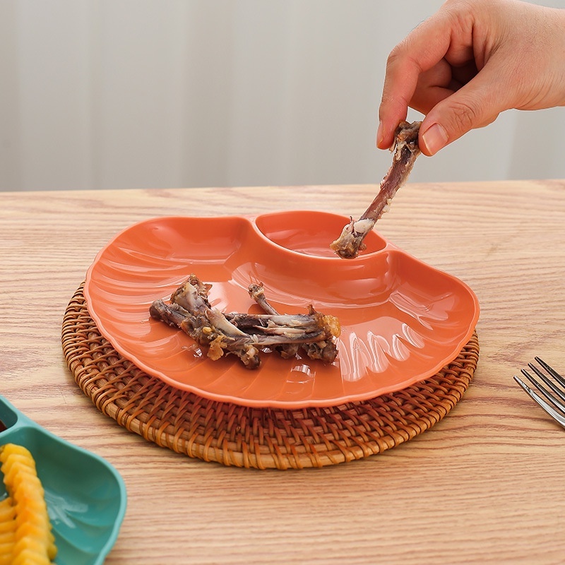 Creative Shell Bowl Dish/Piring Cuka Plastik Multifungsi/Dumpling Hot Pot Dipping Fruit Snack Plate/Peralatan Makan Tulang Ludah Meja