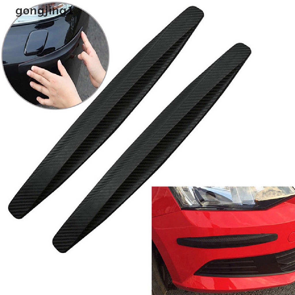 Ggg 2x Hitam Tekstur Serat Karbon Anti Gosok Pelindung Mobil SUV Bumper Edge Guard Strip ID