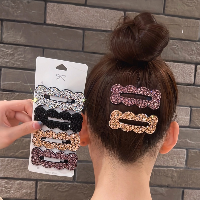 Klip Rambut Berlian Poni Perempuan Gelombang Samping -Bentuk Klip BB Kartu Fashion Korea Mundur Hair Clip Hiasan Kepala