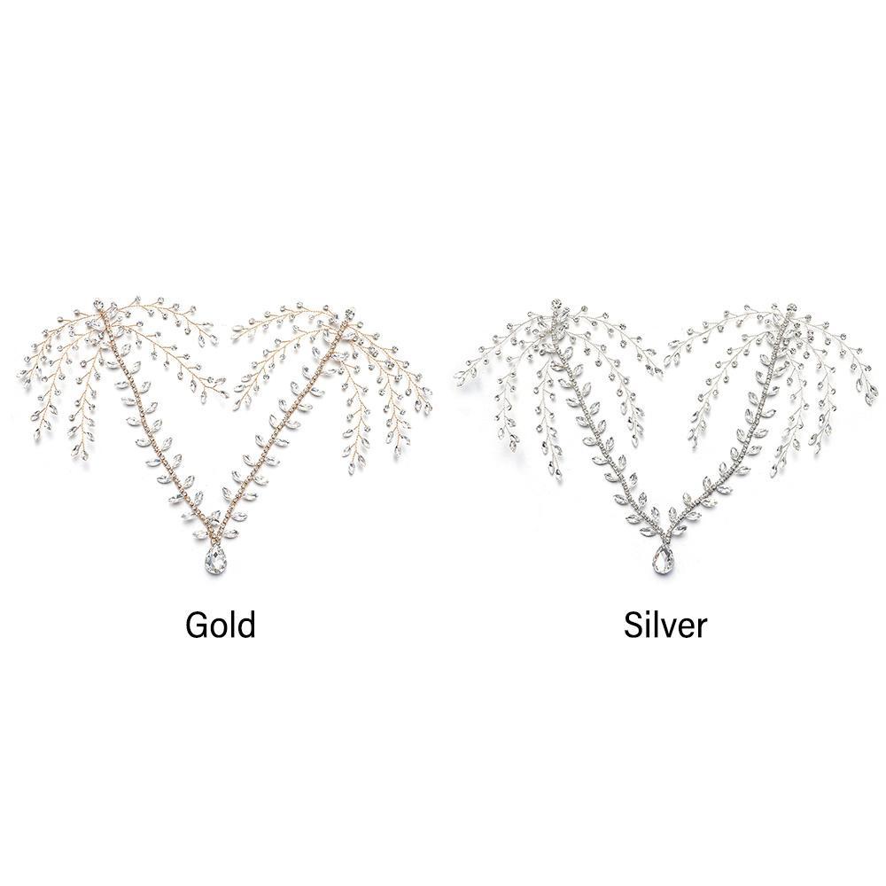 Lily Rhinestone Wedding Hair Band Warna Silver Menawan Warna Emas Untuk Perhiasan Pengantin Bohemian Bride Hair Jewelry Kristal Berlian Imitasi