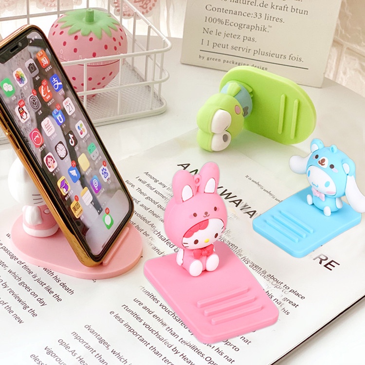 Sanrio PVC Mobile Phone Stand Desktop Lazy Person Stand Kartun Kuromi Mobile Phone Stand Base Alat Pelacak Dekorasi Desktop