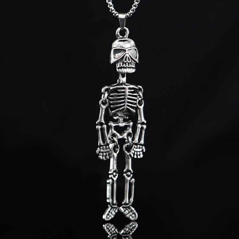 Eropa Amerika Gaya Baru Unik Berlebihan Skull Man Pendant Hip-Hop Kalung Panjang