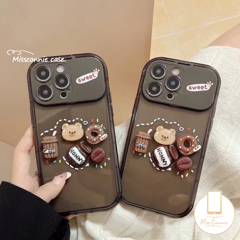 3d Kartun Lucu Mainan Beruang Kopi Donat Case Untuk Y20 Y12i Y15 Y17 Y11 Y12 Y20s Y12S Y20i Y20s G Y11s Y20A Y12A Y91C Y1S Y20G Y30G Kreatif Flip Make Up Cermin Shockproof Soft Case