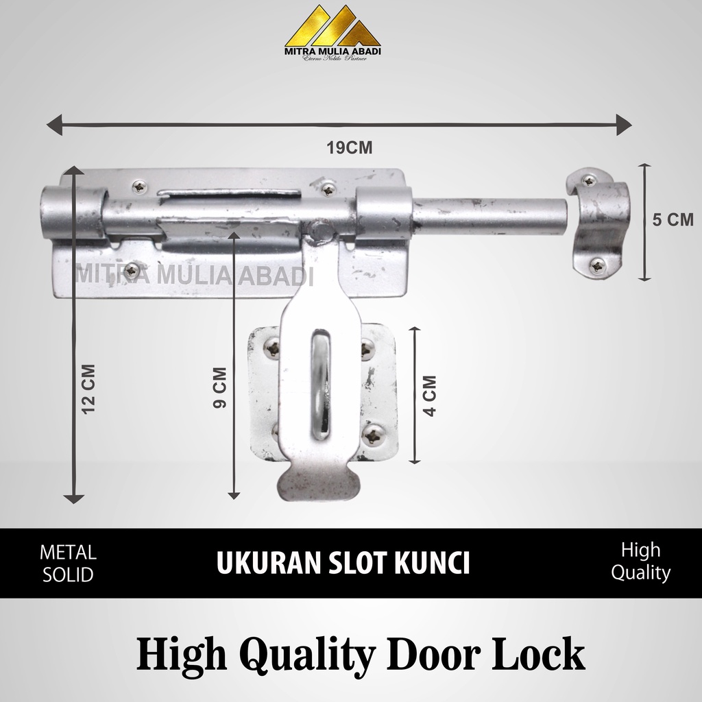 KUNCI SLOT PINTU BESI WARNA SILVER