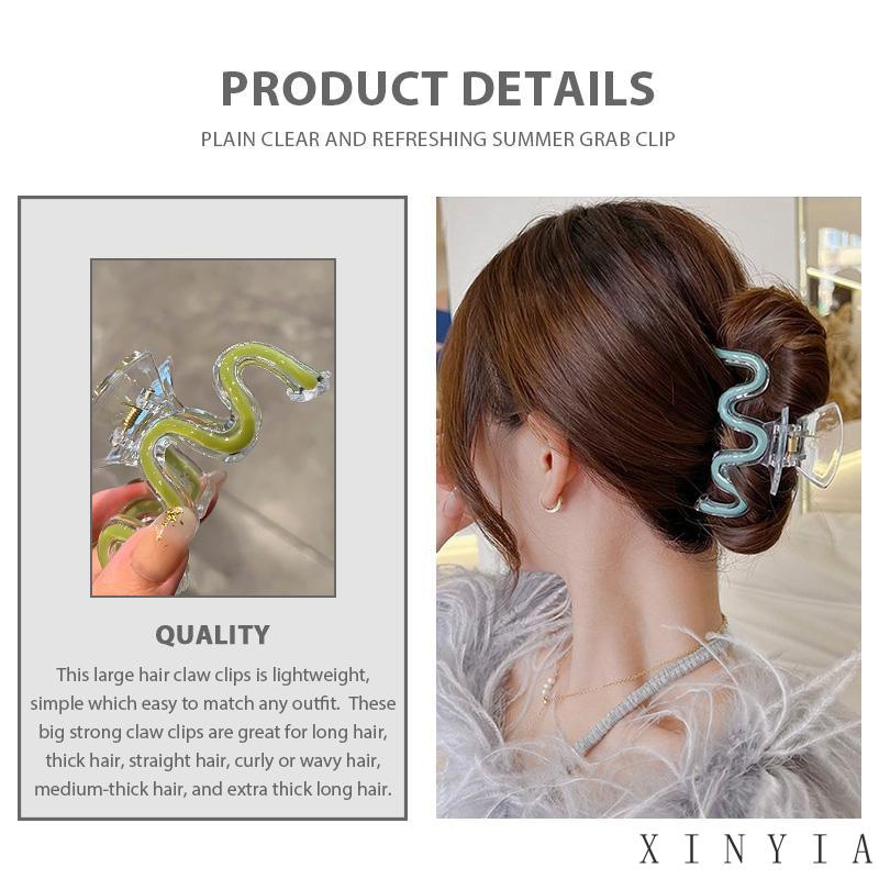 [xinyia.id11] Hair Claw Clip W-shaped Drop Glaze Warna Polos Menyegarkan Klip Rambut Musim Panas