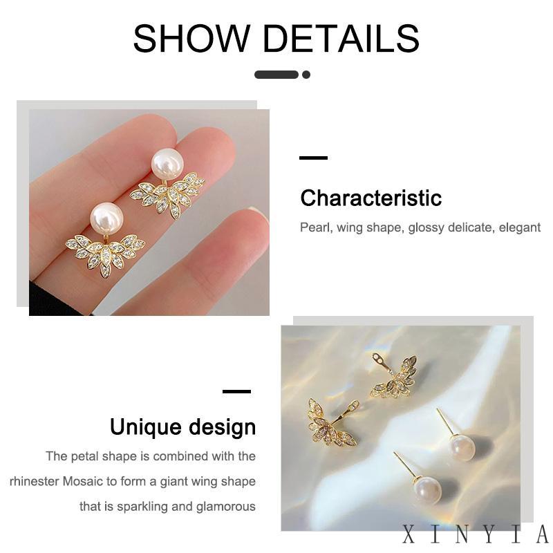 【COD】Anting Mutiara Tren Sayap Zirkon Anting Desain Rasa High-end Sterling Silver Earrings