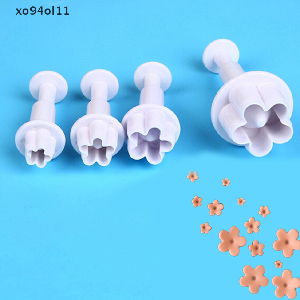 Xo 4Pcs/set DIY bake Cetakan Bentuk Bunga 3D cookie cutter Biskuit Cetakan Alat Dapur OL