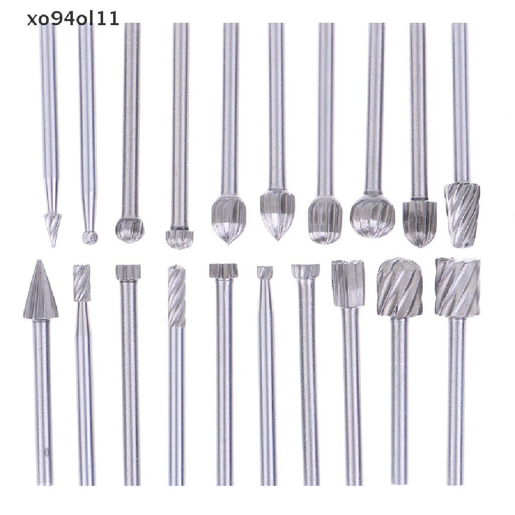 Xo 20pcs Tungsten Carbide Rotary Point Burr Die Grinder Shank Set 3 * 40mm OL