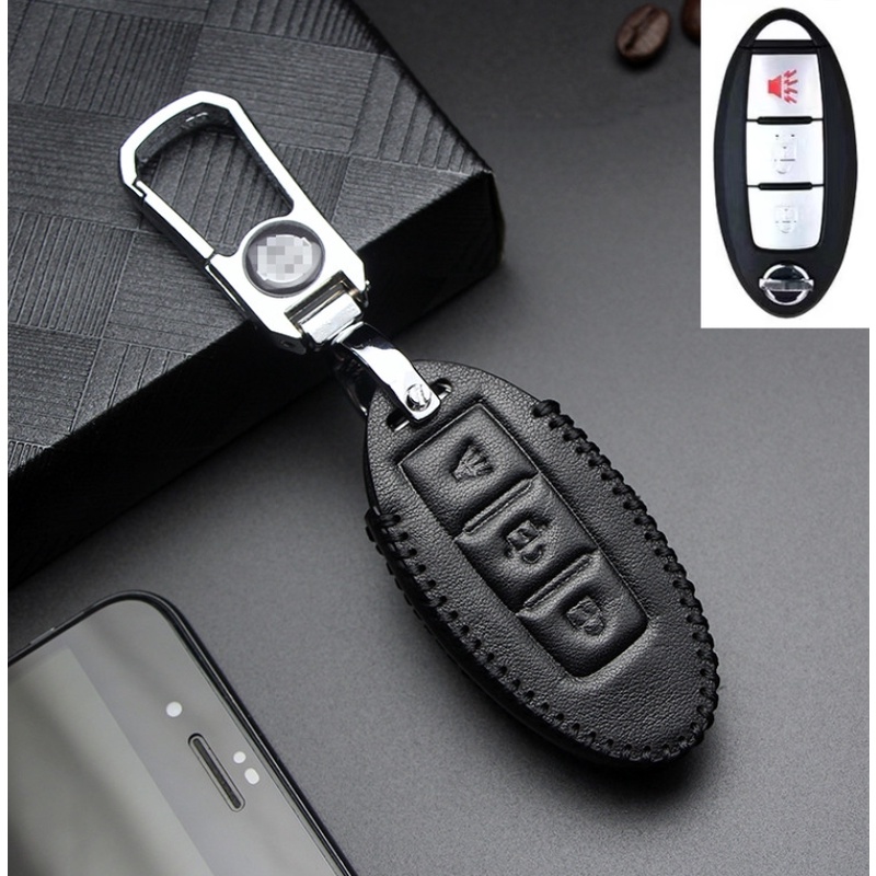 Untuk Nissan Almera Navara X-Trail Serena Livina Sylphy Remote Key Cover Leather Key Case