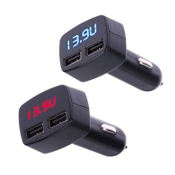 CHARGER MOBIL / CAR CHARGER 4 in 1 USB LED Merah