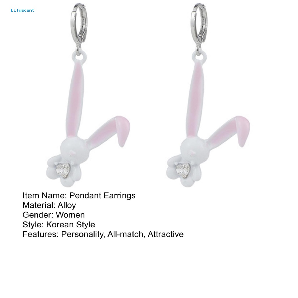 Lilyscent 1pasang Electroplating Menjuntai Anting-Anting Aksesori Busana Temperamen Kelinci Lucu Drop Earrings Berkilau