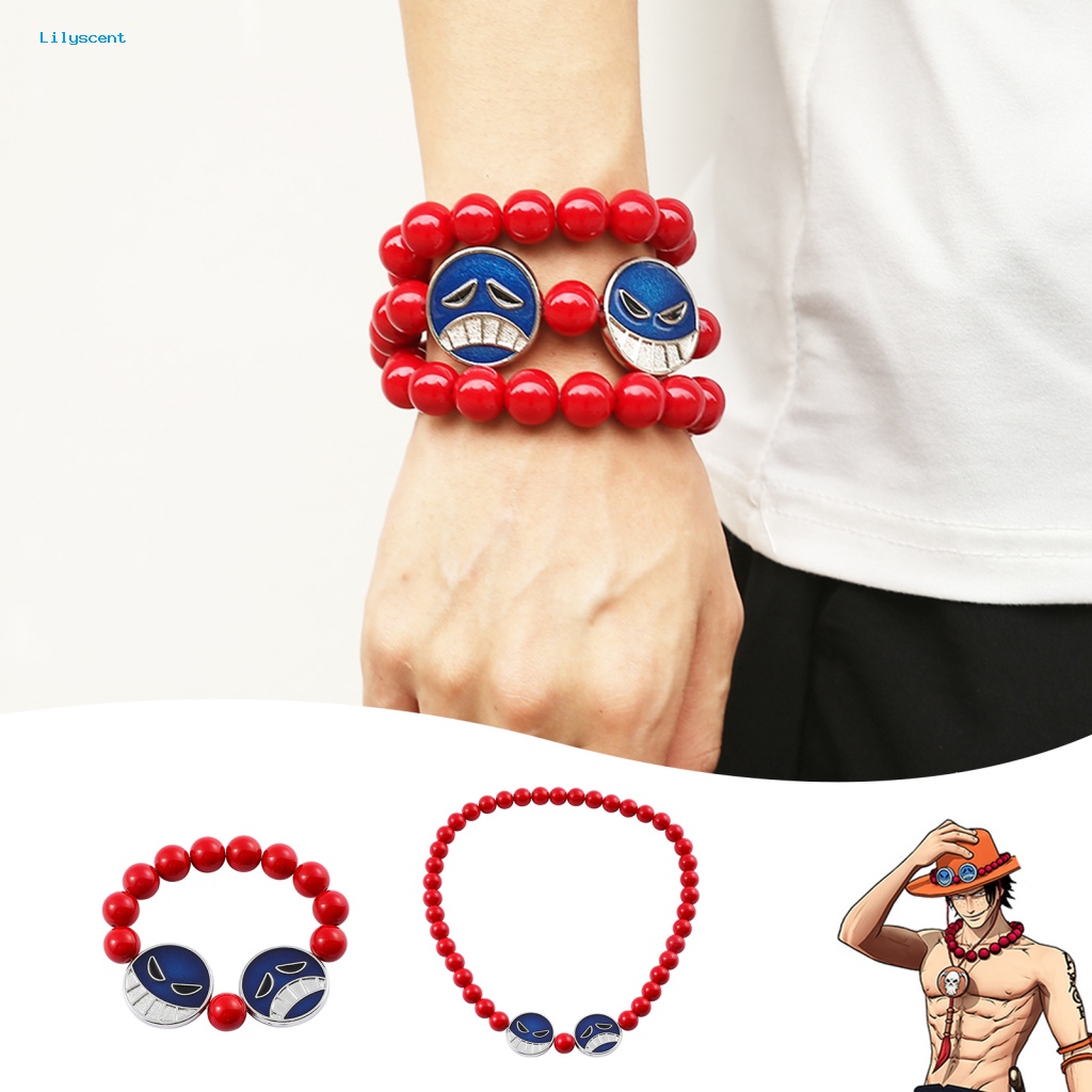 Lilyscent Portgas D Ace Adjustable Male Bracelet Aksesoris Pakaian Cosplay Anime Jepang Kalung Kepribadian