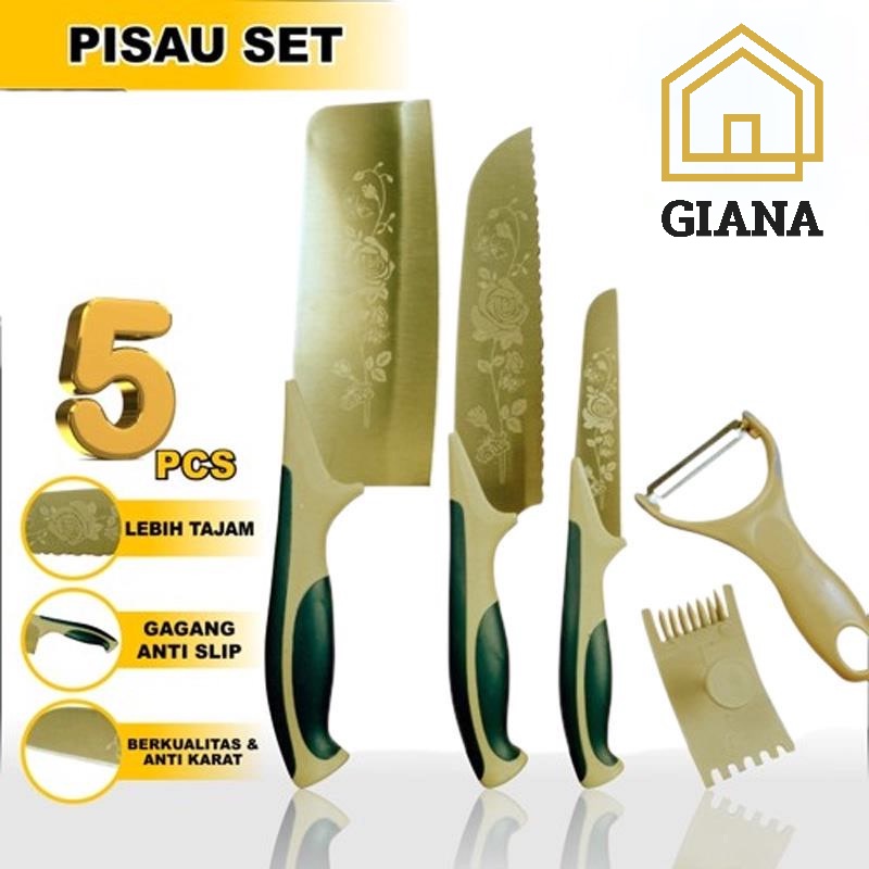 Pisau Emas Sultan 1 set 5 in 1