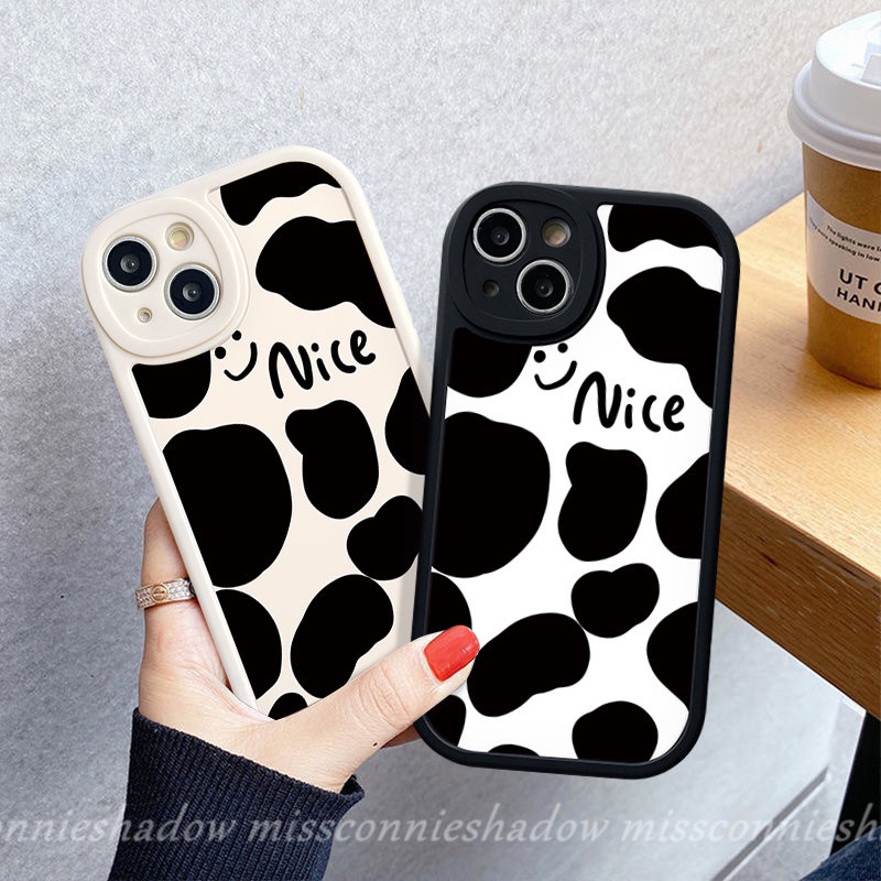 Case Untuk Infinix Hot10 9 Play 10T 11 10s 11s Hot 10 Lite 10T 11 10s 11s Note8 Smart5 6 Bagus Lucu Motif Smiley Leopard Susu Pelindung Lensa Kamera Tpu Lembut Penutup Belakang