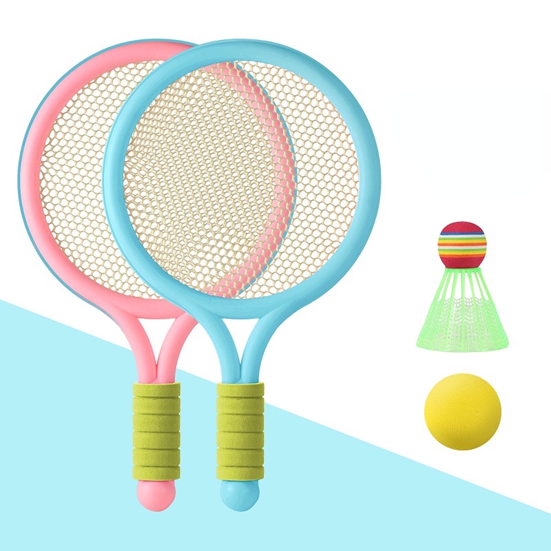 Kids Dual Shuttlecock BadmintonTennis Raket Bola Set Olahraga Outdoor Raket Badminton Mini Untuk Anak Pantai