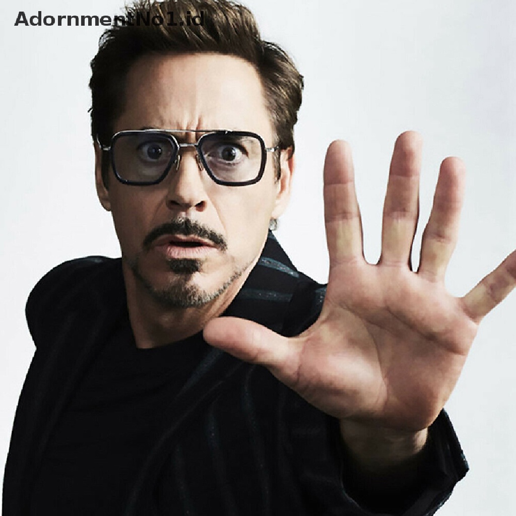 [AdornmentNo1] Tony Stark Kacamata Hitam Pria Square Metal Avengers Sun Glasses Eyewear Hot  [ID] Baju Kaos Distro Pria Wanita Lengan Panjang [ID]