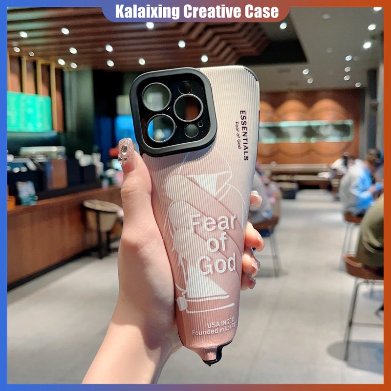 Soft Case Persegi Bahan Kulit Untuk IPhone14Plus14Pro Max13 12 11 Xs Max7/8Plus Casing Tepi Lurus Dengan Perlindungan Lensa