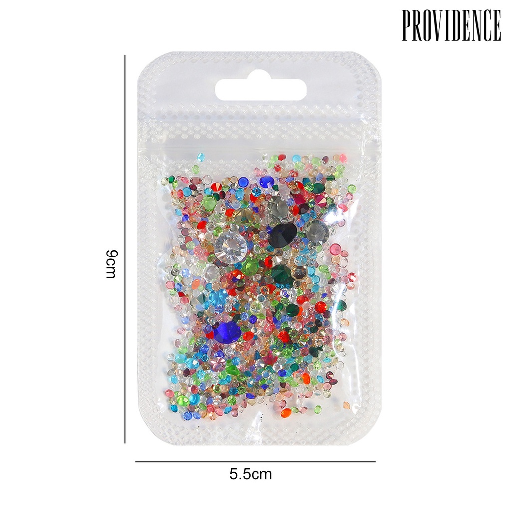 Providence 1tas Nail Art Berlian Imitasi Bersinar Glitter Berkilau DIY Mempesona Efek Visual Warna-Warni Dasar Runcing Pesona Kuku Dekorasi Salon Pasokan