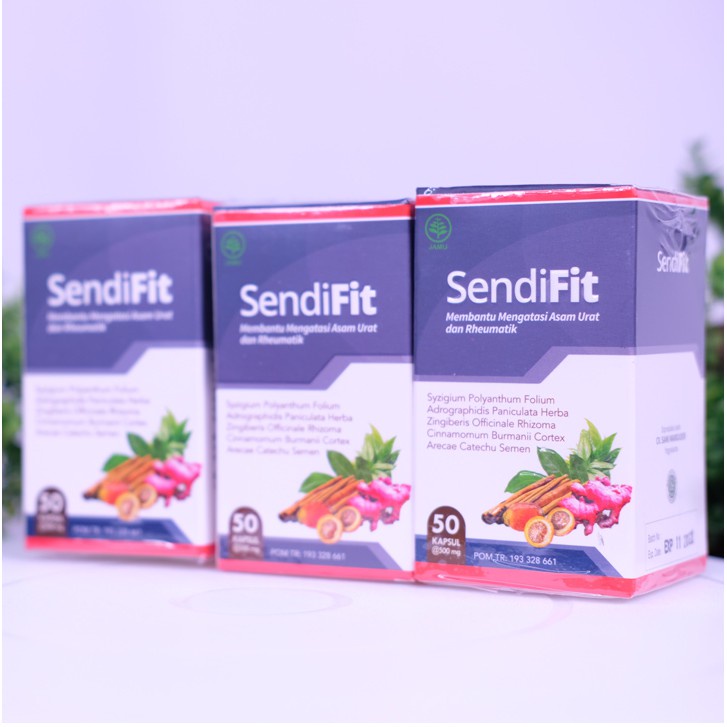 Acep Herbal - SendiFit Obat Nyeri Sendi Asam Urat Rematik Saraf Kejepit Sakit Pinggang Encok Kesemutan Tremor Sakit Tumit - 100% Herbal Alami Komposisi Lebih Lengkap - BPOM Halal - 50 Kapsul ORIGINAL