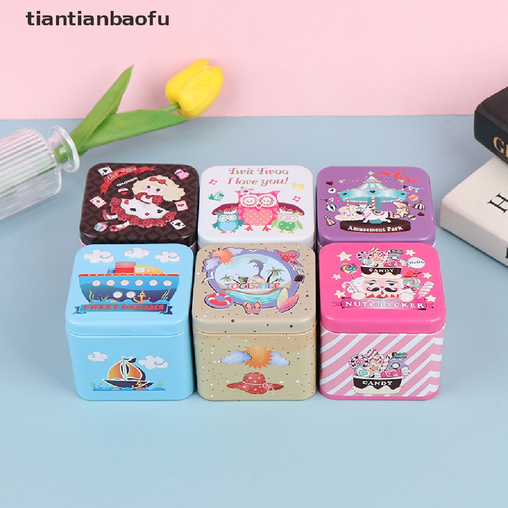 [tiantianbaofu] Warna-warni Tin Box Sealed Jar Packing Kotak Perhiasan Candy Box Kotak Penyimpanan Kecil Butik