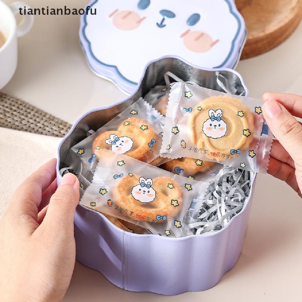 [tiantianbaofu] Easter Box Candy Tins Boxes Gift Cookie Storage Tinplate Tutup Bunny Jar Butik